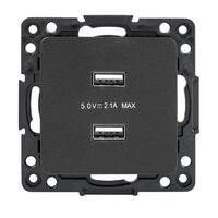 Розетка USB 2-м Стокгольм 2.1А механизм черн. PROxima EKF EZR16-028-10-2USB - УПС инжиниринг