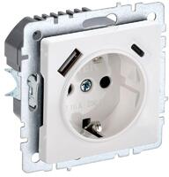 Розетка BRITE РЮш11-1-БрБ 16А с USB A+C 18Вт с заземл. защ. шторки механизм бел. IEK BR-R14-16-U22-018-K01 - УПС инжиниринг