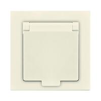 Розетка 1-м СП Афина 16А IP20 с заземл. с крышкой в сборе сл. кость (ivory) Universal A0029-I - УПС инжиниринг