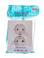 Розетка 2-м СП VESNA с заземл. со шторками ПБТ кремов. LEZARD 742-0300-178B - УПС инжиниринг