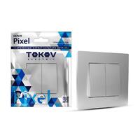 Выключатель 2-кл. СП Pixel 10А IP20 в сборе алюм. TOKOV ELECTRIC TKE-PX-V2F-C03 - УПС инжиниринг