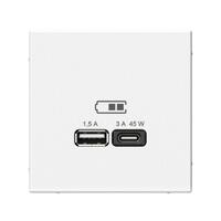 Розетка USB ArtGallery тип A+C 45Вт QC PD высокоскор. ЗУ механизм бел. SE GAL000129 - УПС инжиниринг