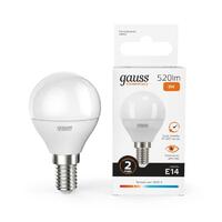 Лампа светодиодная Elementary 8Вт P45 шар 3000К тепл. бел. E14 520лм GAUSS 53118 - УПС инжиниринг