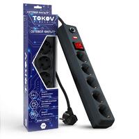 Удлинитель с сетевым фильтром 5х1.8м с заземл. с выкл. 16А с защ. от скачков напр. и перегрузок 3х1 сер. TOKOV ELECTRIC TKE-C06-SF5-1.8-ZV - УПС инжиниринг
