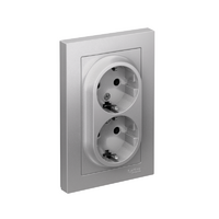 Розетка 2-м СП AtlasDesign 16А IP20 с заземл. в сборе алюм. SE ATN000324 - УПС инжиниринг