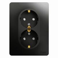 Розетка 2-м Glossa 16А с заземл. защ. шторки в сборе антрацит SE GSL000726 - УПС инжиниринг