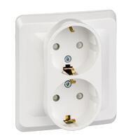 Розетка 2-м СП Этюд 16А IP20 250В с заземл. защ. шторки бел. SE PC16-008B - УПС инжиниринг