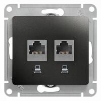 Розетка компьютерная 2-м Glossa RJ45 кат.5E механизм антрацит SE GSL000785KK - УПС инжиниринг