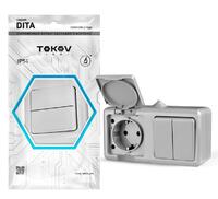 Блок ОП Dita (розетка 16А 250В с заземл. + 2-кл. выкл. 10А) IP54 сер. TOKOV ELECTRIC TKL-DT-V2RZ-C06-IP54 - УПС инжиниринг