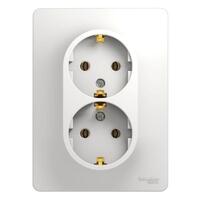 Розетка 2-м СП Glossa 16А IP20 с заземл. в сборе бел. SE GSL000124 - УПС инжиниринг