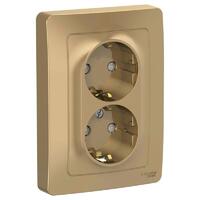 Розетка 2-м СП Blanca 16А IP20 250В с заземл. защ. шторки титан SE BLNRS001124 - УПС инжиниринг