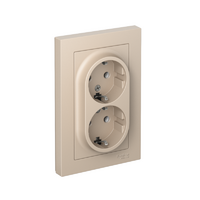 Розетка 2-м. AtlasDesign 16А с заземл. в сборе песочн. SE ATN001224 - УПС инжиниринг