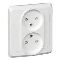 Розетка 2-м СП Этюд 16А IP20 250В без заземл. защ. шторки бел. SE PC16-006B - УПС инжиниринг