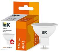 Лампа светодиодная Eco MR16 7Вт 3000К тепл. бел. GU5.3 630лм 230-240В IEK LLE-MR16-7-230-30-GU5 - УПС инжиниринг