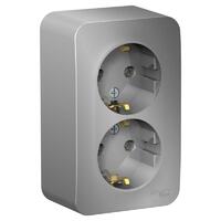 Розетка 2-м ОП Blanca 16А IP20 250В с заземл. без защ. шторок с изолир. пластиной алюм. SE BLNRA010213 - УПС инжиниринг