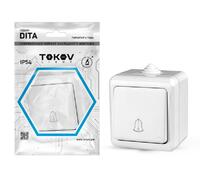 Кнопка звонка ОП Dita IP54 10А 250В бел. TOKOV ELECTRIC TKL-DT-DB-C01-IP54 - УПС инжиниринг