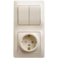 Блок комбинированный Glossa (розетка защ. шторки с заземл.+ 2-кл. выкл.) беж. SE GSL000274 - УПС инжиниринг