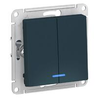 Выключатель 2-кл. СП AtlasDesign 10А IP20 (сх. 5а) 10AX с подсветкой механизм изумруд SE ATN000853 - УПС инжиниринг