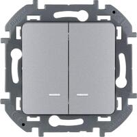 Выключатель 2-кл. Inspiria 10А IP20 250В 10AX с подсветкой/индикацией механизм алюм. Leg 673632 - УПС инжиниринг