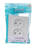 Розетка 2-м СП VESNA без заземл. ПБТ бел. LEZARD 742-0200-128B - УПС инжиниринг