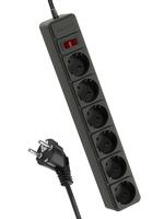 Удлинитель с сетевым фильтром 6х3м с заземл. 16А IP20 3.5кВт 3х1 с предохранителем с выкл. с индикатором сети черн. КОСМОС FKsm3m-6g(B)16A - УПС инжиниринг