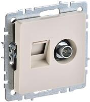 Розетка компьютерная + телевизионная 2-м Brite РТВ/РК12-БрКр RJ45 кат.5E + TV механизм беж. IEK BR-AK20-1-K10 - УПС инжиниринг