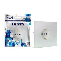 Розетка 1-м СП Pixel 16А IP20 с заземл. защ. шторки в сборе перламутр. TOKOV ELECTRIC TKE-PX-R1FZSF-C04 - УПС инжиниринг