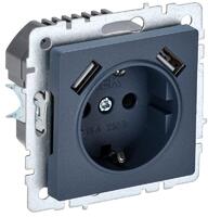 Розетка BRITE РЮш10-1-БрМ 16А с USB A+A 2.1А с заземл. защ. шторки механизм маренго IEK BR-R14-16-U21-D21-K35 - УПС инжиниринг