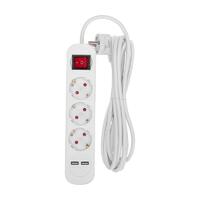 Удлинитель 3х3м с заземл. STANDARD 2хUSB 3х1кв.мм с выкл. бел. Rexant 13-4016 - УПС инжиниринг
