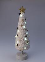 Светильник настольный "Елка" дизайн 2 (белое основание золотая звезда) 20LED плюш 11.5х38.5см тепл. бел. КОСМОС KOC_TAB-B105 - УПС инжиниринг