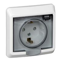 Розетка 1-м СП Этюд 16А IP44 250В с заземл. защ. шторки бел. SE PC16-044B - УПС инжиниринг