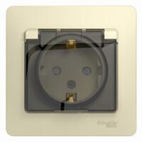 Розетка 1-м СП Glossa 16А IP44 с заземл. защ. шторки с крышкой в сборе беж. SE GSL000248 - УПС инжиниринг