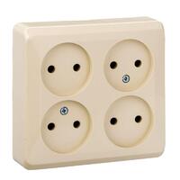Розетка 4-м ОП Этюд 16А IP20 250В без заземл. без защ. шторок крем. SE PA16-205K - УПС инжиниринг