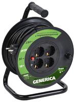 Удлинитель на катушке 4х30м 10А IP20 УК30 2P+PE 3х1 термозащита GENERICA WKP10-10-04-30-G - УПС инжиниринг