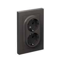 Розетка двойная AtlasDesign с заземл. 16А в сборе базальт SE ATN001424 - УПС инжиниринг