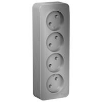 Розетка 4-м ОП Blanca 16А IP20 250В без заземл. без защ. шторок с изолир. пластиной алюм. SE BLNRA000413 - УПС инжиниринг