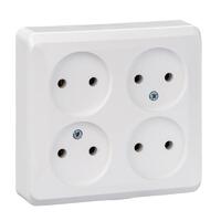 Розетка 4-м ОП Этюд 16А IP20 250В без заземл. без защ. шторок бел. SE PA16-205B - УПС инжиниринг