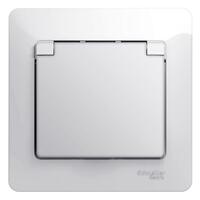 Розетка 1-м СП Glossa 16А IP20 с заземл. защ. шторки с крышкой в сборе бел. SE GSL000146 - УПС инжиниринг