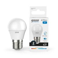 Лампа светодиодная Elementary 6Вт P45 шар 6500К холод. бел. E27 470лм GAUSS 53236 - УПС инжиниринг