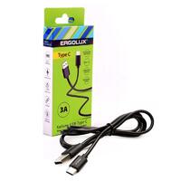 Кабель USB-Type C 3А 1.2м зарядка + передача данных черн. (коробка) ERGOLUX 15094 - УПС инжиниринг