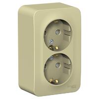 Розетка 2-м ОП Blanca 16А IP20 250В с заземл. защ. шторки с изолир. пластиной беж. SE BLNRA011217 - УПС инжиниринг
