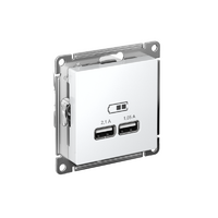 Розетка USB AtlasDesign тип A+A 5В 1х2.1А 2х1.05А механизм бел. SE ATN000133 - УПС инжиниринг