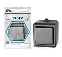 Выключатель 1-кл. ОП Dita IP54 10А 250В карбон TOKOV ELECTRIC TKL-DT-V1-C14-IP54 - УПС инжиниринг