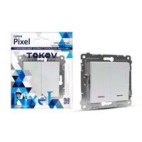 Выключатель 2-кл. СП Pixel 10А IP20 с индикатором механизм перламутр. TOKOV ELECTRIC TKE-PX-V2I-C04 - УПС инжиниринг