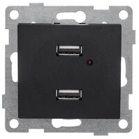 Розетка USB 2-м СП Bravo механизм графит GUSI С10USB2-010 - УПС инжиниринг