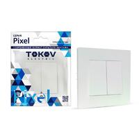 Выключатель 2-кл. СП Pixel 10А IP20 в сборе перламутр. TOKOV ELECTRIC TKE-PX-V2F-C04 - УПС инжиниринг
