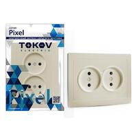 Розетка 2-м СП Pixel 16А IP20 без заземл. в сборе беж. TOKOV ELECTRIC TKE-PX-R2F-C02 - УПС инжиниринг