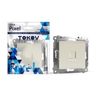 Розетка телефонная 1-м СП Pixel RJ11 механизм беж. TOKOV ELECTRIC TKE-PX-RT1-C02 - УПС инжиниринг