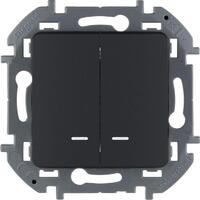 Выключатель 2-кл. Inspiria 10А IP20 250В 10AX с подсветкой/индикацией механизм антрацит Leg 673633 - УПС инжиниринг