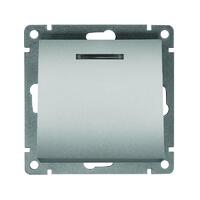 Выключатель 1-кл. СП Афина 10А IP20 с подсветкой механизм серебр. Universal A0121-S - УПС инжиниринг